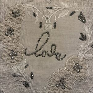 Set of 12- Embroidered Love Heart Shaped Placemats